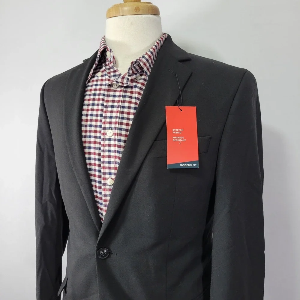 Perry‎ Ellis Portfolio Men's Sport Coat Blazer Two Button Black Stretch 36R NEW
